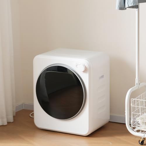 Simpolu 小型 衣類乾燥機 4kg 除湿 壁掛け 布団乾燥機 自動モード タイマー ミニ 乾燥機 コンパクト ダイヤル式 節電 静音 ドラム式 靴乾燥 高温除菌 湿気取り 一人暮らし やさしく乾燥 梅雨 湿気 花粉 家庭用 ウール 完成品 (ダイヤル式、ホワイト)